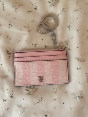 Victoria's Secret Pink Striped Cardholder Key Ring